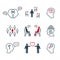 A set of vector icons psychology health of people.