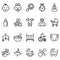 Set of vector icons related to baby toys.