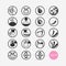 Set vector icons, restaurant, vegetarian, vegan, food, take-out, cook, best, apple, diet, spicy, recommended, new, round