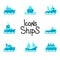Set of vector icons with ships.