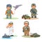 Set vector icons of small children different professions