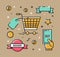 Set of vector icons, symbols on the subject of shopping infographics