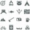 Set of vector icons for tourism, travel and campin