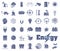 Set of vector icons of various energy sources. Blue light gradient