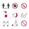 A set of vector icons virus prevention. safety