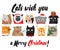 Set of vector illustrated cartoon Christmas cats portraits. Cute animal characters. New Year postcard