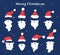 Set of vector illustratiion of Santa Claus hats, moustache and beard.