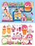 Set vector illustration business selling different kinds ice cream sale food with machine, meal on wheels clown