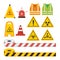 Set of vector illustration caution sign for safety equipment