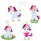 Set of Vector illustration of cute unicorns