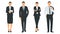 Set of vector illustration of a group of successful and beautiful businesswomen and businessmen standing in a suit