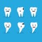 Set vector illustration healthy and caries human teeth blue background