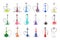 Set of vector illustration of various hookah. Collection of colorfull hookahs