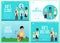 Set of vector illustrations with accident and injury kids a landing page templates
