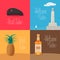 Set of vector illustrations with Cuban symbols