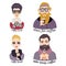 Set of vector illustrations of fashionable young people drinking coffee