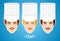 Set of vector illustrations of a male chef. Man. The mans\'s face. Icon. Flat icon. Minimalism. The stylized Man. Occupation. Job.