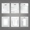 Set of vector illustrations of white plastic empty bags, packaging