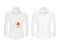 Set of vector illustrations of a white shirt with a red spot and clean, before and after a dry-cleaner