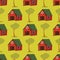 Set vector image pattern barns with trees
