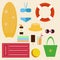 Set of vector images - beach accessories