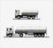A set of vector images of modern European cars with a tank for the transportation of liquid radioactive waste
