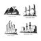 Set of vector industrial symbolic illustrations in flat style