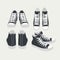 Set of vector isolated cartoon black sneakers