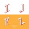 Set of vector isometry letters I J K L. Font part, good for lettering and writing quotes