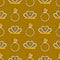 Set of vector jewelry line seamless pattern. Diamond luxury colorful collection. Ring and diadem silhouettes. Gold gem