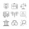 Set of vector justice icons and concepts in sketch style