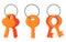 A set of vector keys, a flat icon in cartoon style, a modern and classic bunch of retro-style door keys