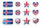 Set of vector labels of Iceland flag buttons