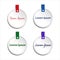Set of vector labels. Price tags with red, blue, green, violet ribbons.