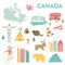 Set of vector landmarks, icons, symbols of Canada