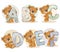 Set vector letters of the English alphabet with funny teddy bear