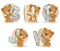 Set vector letters of the English alphabet with funny teddy bear