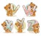 Set vector letters of the English alphabet with funny teddy bear