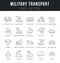 Set Vector Line Icons of Military Transport.