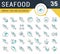 Set Vector Line Icons of Seafood