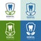 Set of vector logo icons design. Tooth, shield and green leaves