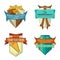 Set of vector logo retro ribbon labels and vintage style shield banners