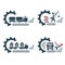 A set of vector logos of industry and transport. flat design