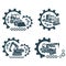 A set of vector logos of industry and transport. flat design