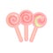 Set of vector lollipops illustration. Candies of pink and green colors.