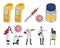 Set of vector medical objects and characters. Isolated flat cartoon icon on white