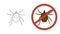 Set of vector mite icons, tick in warning sign