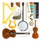 Set of vector modern flat design musical instruments