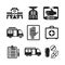 Set of vector monochrome medical icons in flat style