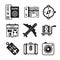 Set of vector monochrome travel icons in flat style
